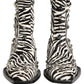 Dolce & Gabbana Black White Zebra Embellished Boots Shoes