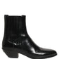 Dolce & Gabbana Black Leather Chelsea Mid Calf Boots Shoes