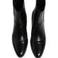 Dolce & Gabbana Black Leather Chelsea Mid Calf Boots Shoes
