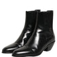 Dolce & Gabbana Black Leather Chelsea Mid Calf Boots Shoes