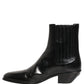 Dolce & Gabbana Black Leather Chelsea Mid Calf Boots Shoes