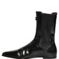 Dolce & Gabbana Black Leather Chelsea Mid Calf Boots Shoes
