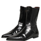 Dolce & Gabbana Black Leather Chelsea Mid Calf Boots Shoes