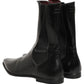 Dolce & Gabbana Black Leather Chelsea Mid Calf Boots Shoes