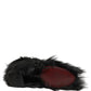 Dolce & Gabbana Black Faux Fur Mid Calf Winter Boots Shoes