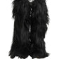 Dolce & Gabbana Black Faux Fur Mid Calf Winter Boots Shoes
