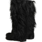 Dolce & Gabbana Black Faux Fur Mid Calf Winter Boots Shoes