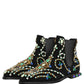 Dolce & Gabbana Black Embellished Chelsea Ankle Boots Shoes
