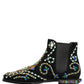 Dolce & Gabbana Black Embellished Chelsea Ankle Boots Shoes