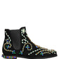 Dolce & Gabbana Black Embellished Chelsea Ankle Boots Shoes