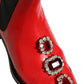 Dolce & Gabbana Red Embellished Chelsea Men Ankle Boots Shoes