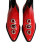 Dolce & Gabbana Red Embellished Chelsea Men Ankle Boots Shoes