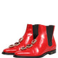 Dolce & Gabbana Red Embellished Chelsea Men Ankle Boots Shoes