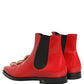 Dolce & Gabbana Red Embellished Chelsea Men Ankle Boots Shoes