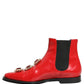 Dolce & Gabbana Red Embellished Chelsea Men Ankle Boots Shoes