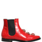 Dolce & Gabbana Red Embellished Chelsea Men Ankle Boots Shoes