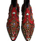 Dolce & Gabbana Red Embellished Chelsea Ankle Boots Shoes