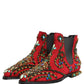 Dolce & Gabbana Red Embellished Chelsea Ankle Boots Shoes