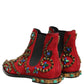 Dolce & Gabbana Red Embellished Chelsea Ankle Boots Shoes