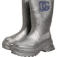 Dolce & Gabbana Metallic Silver Pull On Rain Boots Men Shoes