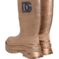 Dolce & Gabbana Rose Gold PVC Pull On Rain Boots Men Shoes