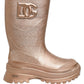 Dolce & Gabbana Rose Gold PVC Pull On Rain Boots Men Shoes