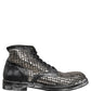 Dolce & Gabbana Black Leather Runway Studs Ankle Boots Shoes