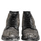 Dolce & Gabbana Black Leather Runway Studs Ankle Boots Shoes