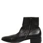 Dolce & Gabbana Black Leather Logo Short Ankle Boots Shoes