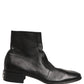 Dolce & Gabbana Black Leather Logo Short Ankle Boots Shoes