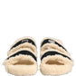 Dolce & Gabbana Beige Black Faux Fur Flats Men Sandals Shoes