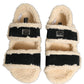 Dolce & Gabbana Beige Black Faux Fur Flats Men Sandals Shoes