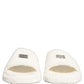 Dolce & Gabbana White Faux Fur Flats Men Slides Sandals Shoes