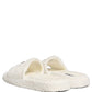 Dolce & Gabbana White Faux Fur Flats Men Slides Sandals Shoes