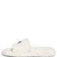 Dolce & Gabbana White Faux Fur Flats Men Slides Sandals Shoes