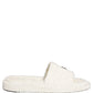 Dolce & Gabbana White Faux Fur Flats Men Slides Sandals Shoes