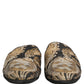 Dolce & Gabbana Black Floral Jacquard Flats Sandals Men Shoes