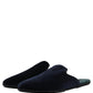 Dolce & Gabbana Dark Blue Suede Slides Flat Slipper Men Shoes