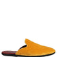 Dolce & Gabbana Yellow Suede Slides Flat Slipper Men Shoes