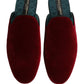 Dolce & Gabbana Red Suede Slides Flat Slipper Men Shoes