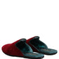 Dolce & Gabbana Red Suede Slides Flat Slipper Men Shoes