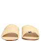 Dolce & Gabbana Beige Straw Raffia Slides Sandals Flats Shoes