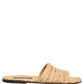 Dolce & Gabbana Beige Straw Raffia Slides Sandals Flats Shoes