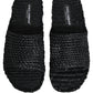Dolce & Gabbana Black Straw Raffia Slides Sandals Flats Shoes