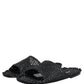 Dolce & Gabbana Black Straw Raffia Slides Sandals Flats Shoes