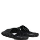 Dolce & Gabbana Black Straw Raffia Slides Sandals Flats Shoes