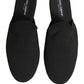Dolce & Gabbana Black Suede Slides Flat Slipper Men Shoes