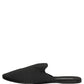 Dolce & Gabbana Black Suede Slides Flat Slipper Men Shoes