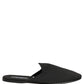 Dolce & Gabbana Black Suede Slides Flat Slipper Men Shoes