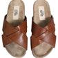 Dolce & Gabbana Brown Calf Leather Slides Sandals Shoes